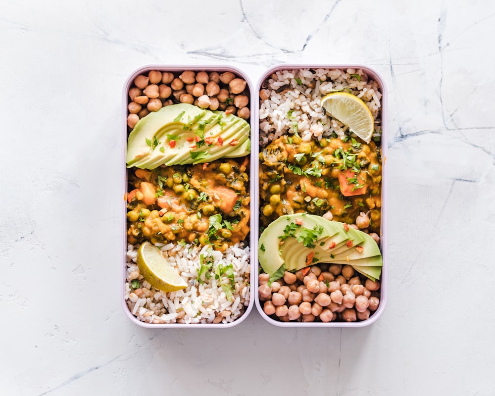 Colourful vegetarian meal plan with diverse ingredients